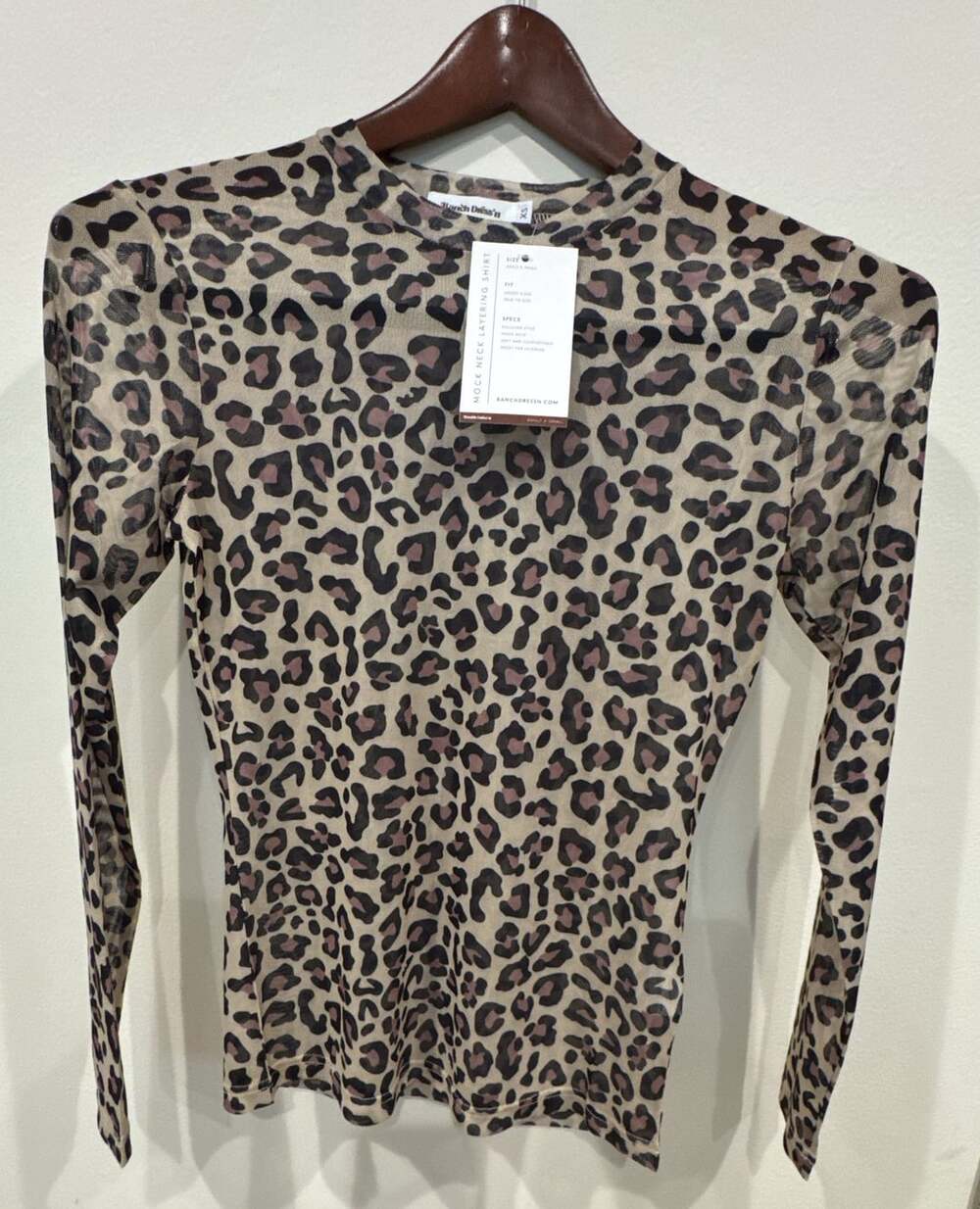 Ranch Dress'n Leopard Mock Neck Layering Shirt Size XS